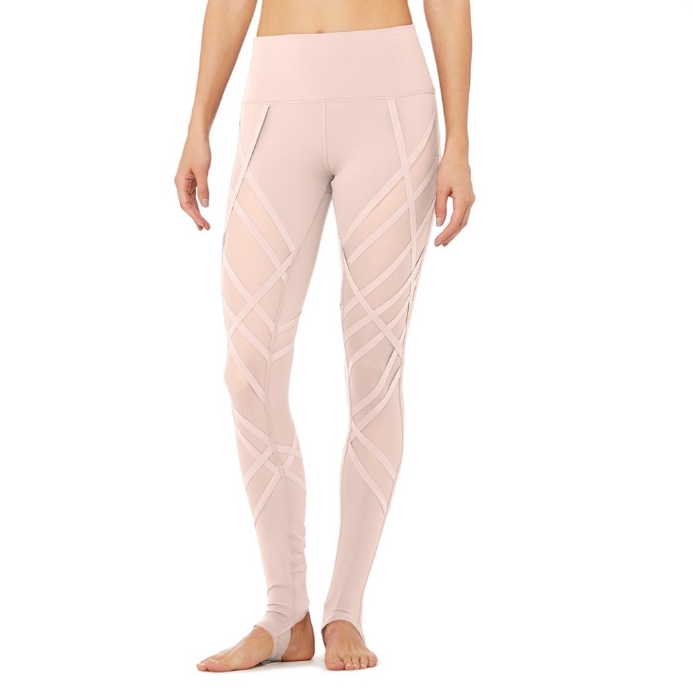 BNWT Alo yoga high waisted pink stirrup leggings